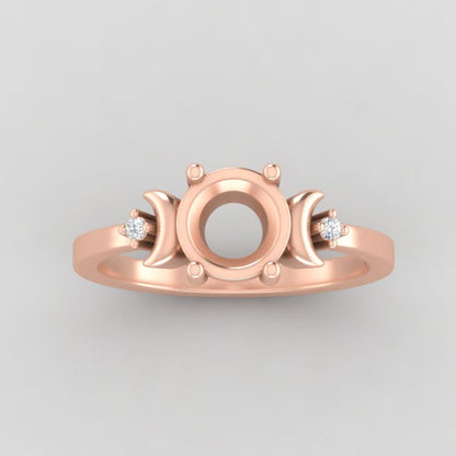 The Selene | 14k | Rose | Size 9.5 | Stone Moissanite | Round | 8.5mm | Lagoon Ring Box | Custom Engraving:  +$0