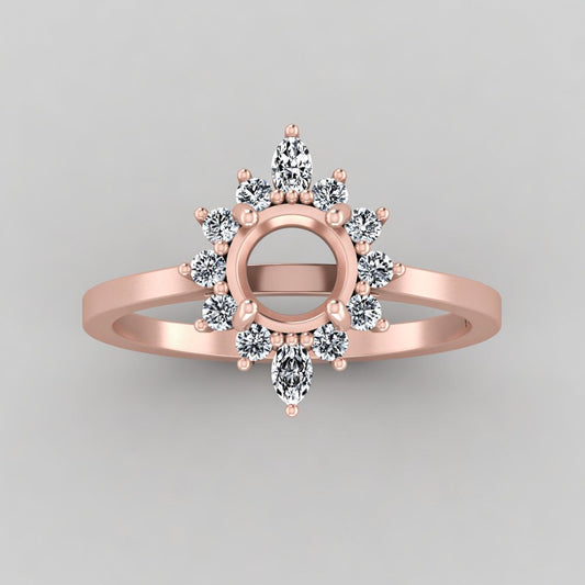 The Sienna | 14k | Rose | Size 6 | Stone Moissanite | Pear | 8x5mm | Green Ring Box | Custom Engraving:  +$0