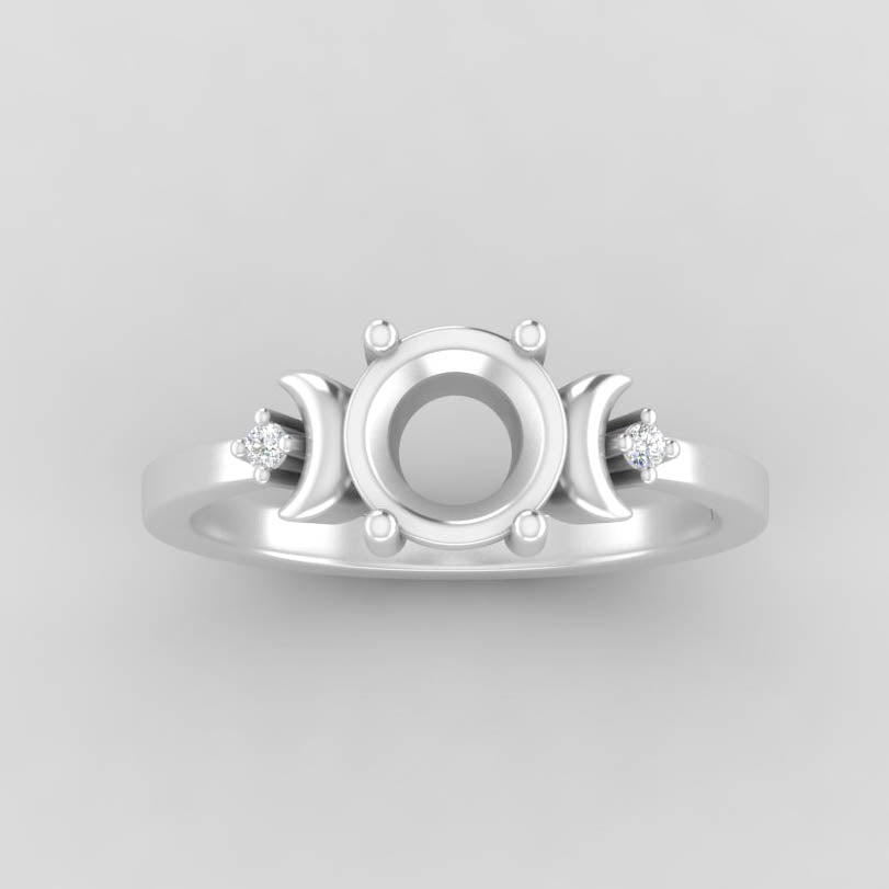 The Selene | 14k | White | Size 7.5 | Stone GA16 | Dune Ring Box | Custom Engraving:  +$0