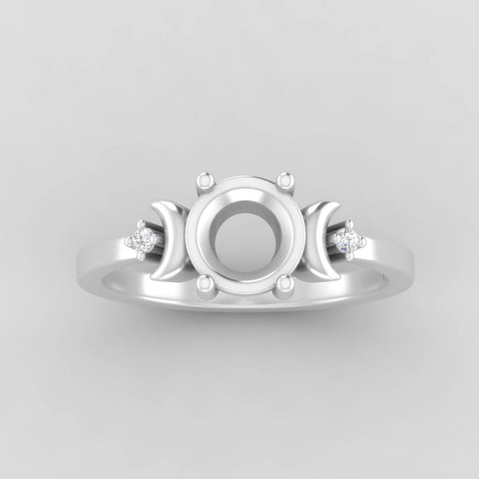 The Selene | 14k | White | Size 6.5 | Stone MOS75 | Green Ring Box | Custom Engraving:  +$0