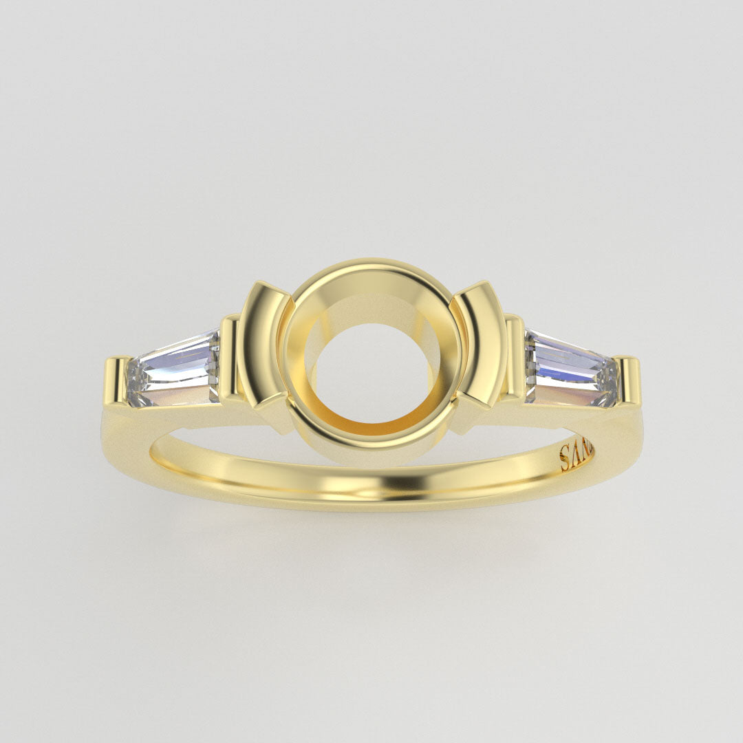 The Wolfe | 14k | Yellow | Size 7.5 | Stone BT37 | Blue Ring Box | Custom Engraving:  +$0