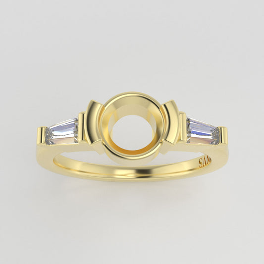 The Wolfe | 18k | Yellow | Size 8 | Stone EMC18 | Gray Ring Box | Custom Engraving:  +$0