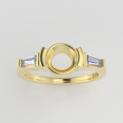The Wolfe | 14k | Yellow | Size 7.5 | Stone EMC20 | Apricot Ring Box | Custom Engraving: Mawge +$75