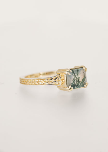 The Sage | 1.22ct Emerald Moss Agate | Yellow Gold