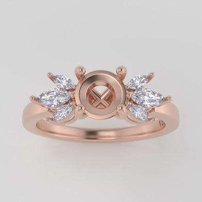 The Mini Luna | 14k | Rose | Size 8.5 | Stone MOS57 | Lagoon Ring Box | Custom Engraving:  +$0