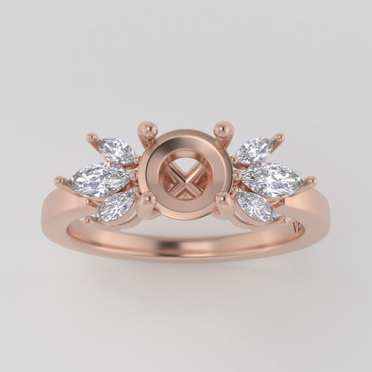 The Mini Luna | 18k | Rose | Size 4.75 | Stone SA53 | Pink Ring Box | Custom Engraving:  +$0