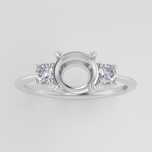 The Orion | 14k | White | Size 9 | Stone CLR62 | Lagoon Ring Box | Custom Engraving:  +$0