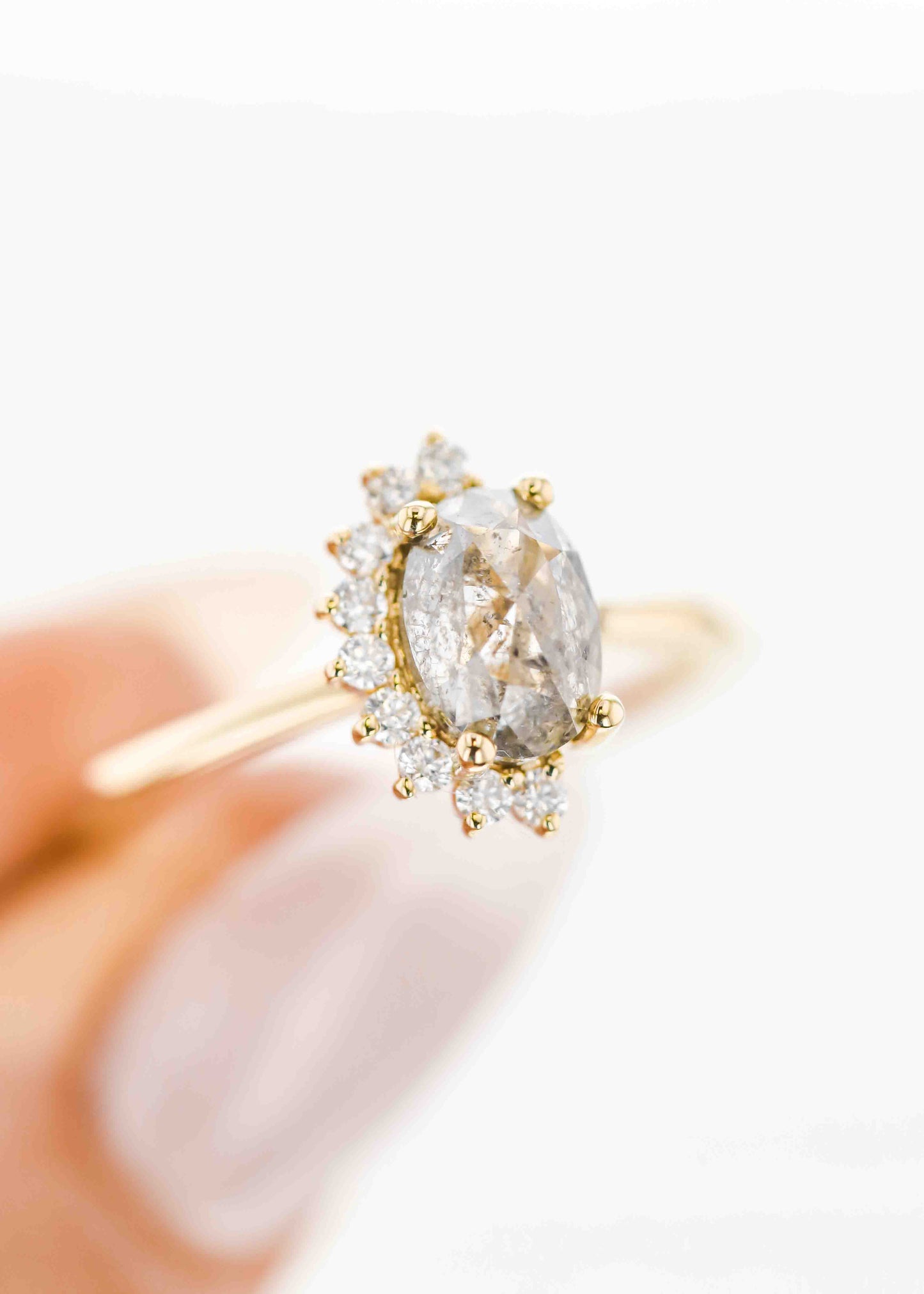 The Juliet | 1.32ct Oval Salt and Pepper Diamond | Yellow Gold