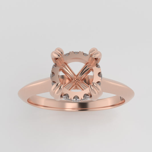 The Eden | 14k | Rose | Size 4 | Stone SA33 | Cinque Ring Box | Custom Engraving:  +$0