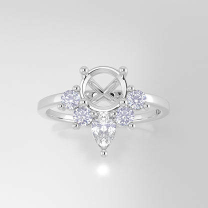 The Celeste | 18k | White | Size 6.5 | Stone MQ4 | Rainforest Ring Box | Custom Engraving:  +$0