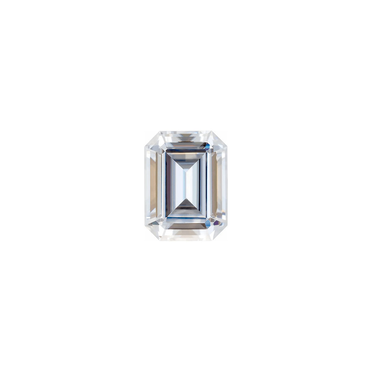 The Vega | 14k | White | Size 9 | Stone Moissanite | Emerald | 7x5mm | Antelope Ring Box | Custom Engraving:  +$0