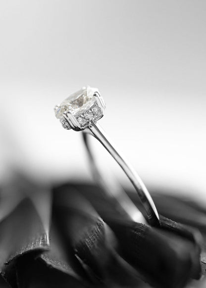 The Eden Ring | .98ct Oval Salt and Pepper Diamond | White Gold