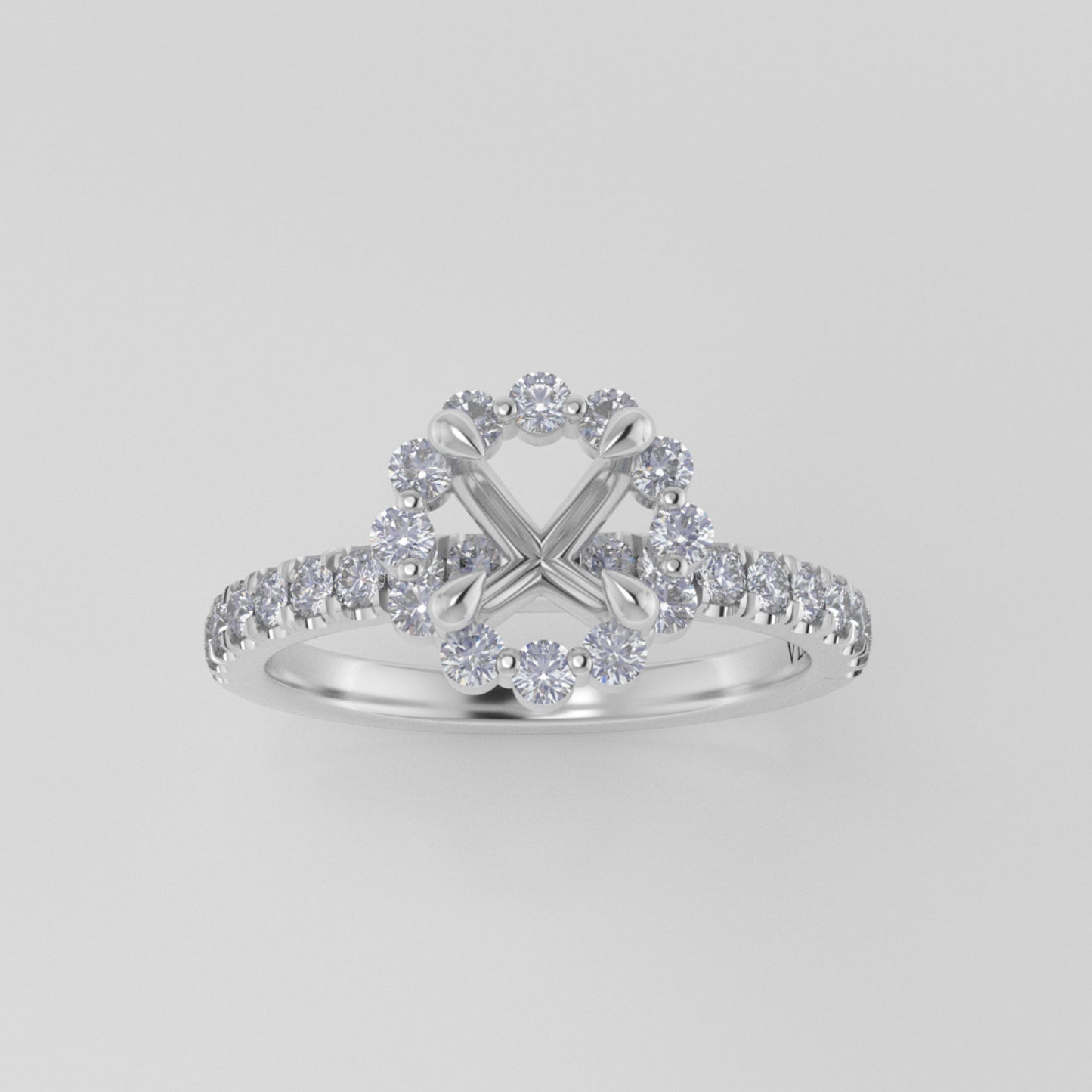 The Cordelia | 14k | White | Size 8.25 | Stone Moissanite | Round | 7.5mm | Rainforest Ring Box | Custom Engraving:  +$0