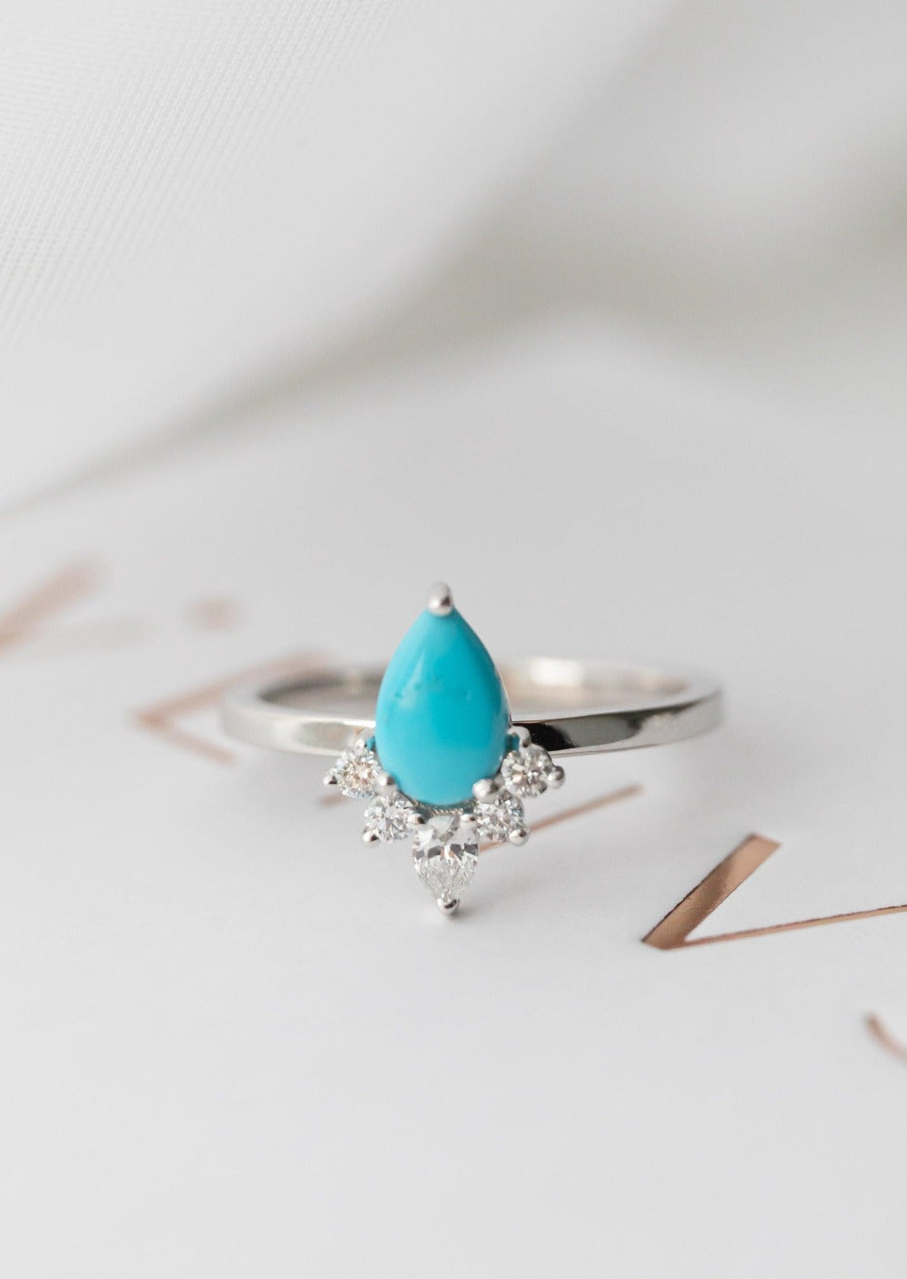 The Celeste Ring | .76ct Natural Turquoise | White Gold - VENVS