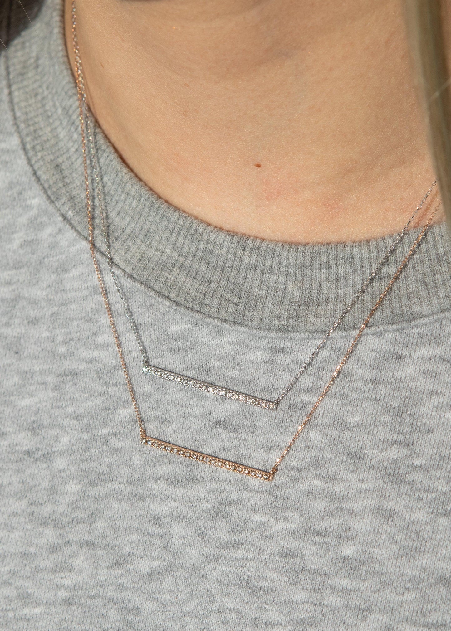 Single Row Diamond Bar Necklace