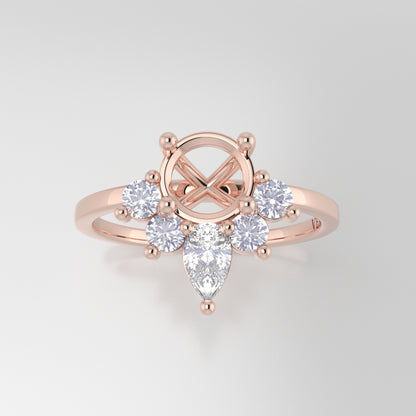 The Celeste | 18k | Rose | Size 6.5 | Stone Moissanite | Marquise | 11x5.5mm | Rainforest Ring Box | Custom Engraving:  +$0