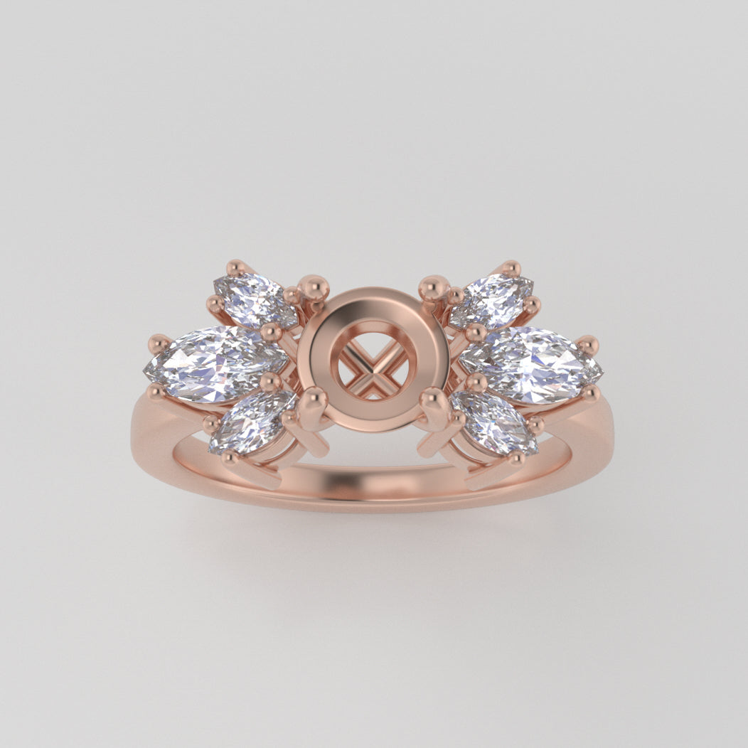 The Luna | 18k | Rose | Size 8.25 | Stone CLR66 | Cinque Ring Box | Custom Engraving:  +$0