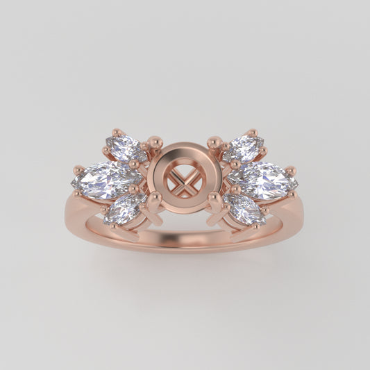 The Luna | 18k | Rose | Size 8.25 | Stone CLR66 | Cinque Ring Box | Custom Engraving:  +$0